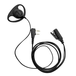 Mic PTT Mic Earpiece for Baofeng and Kenwood, D-shape Headset, Ear Hook