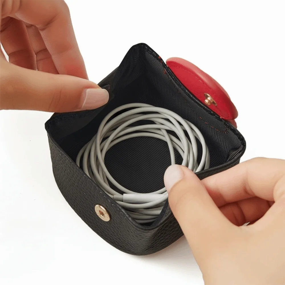 Casual Solid Color Cowhide Coin Purse Love Heart Multi-function Coin Purse Square Korean Style Jewelry Pouch Gifts