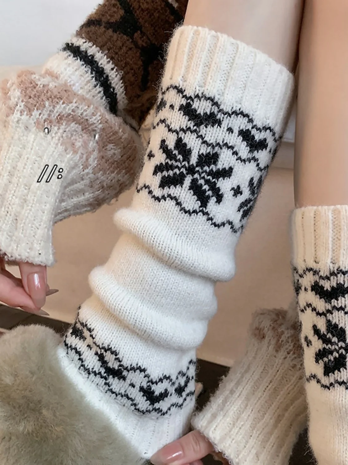 

Тёплые шерстяные чулки-ботфорты Thiened для женщин на осень-зиму, уютные, теплые, до колена, для дам