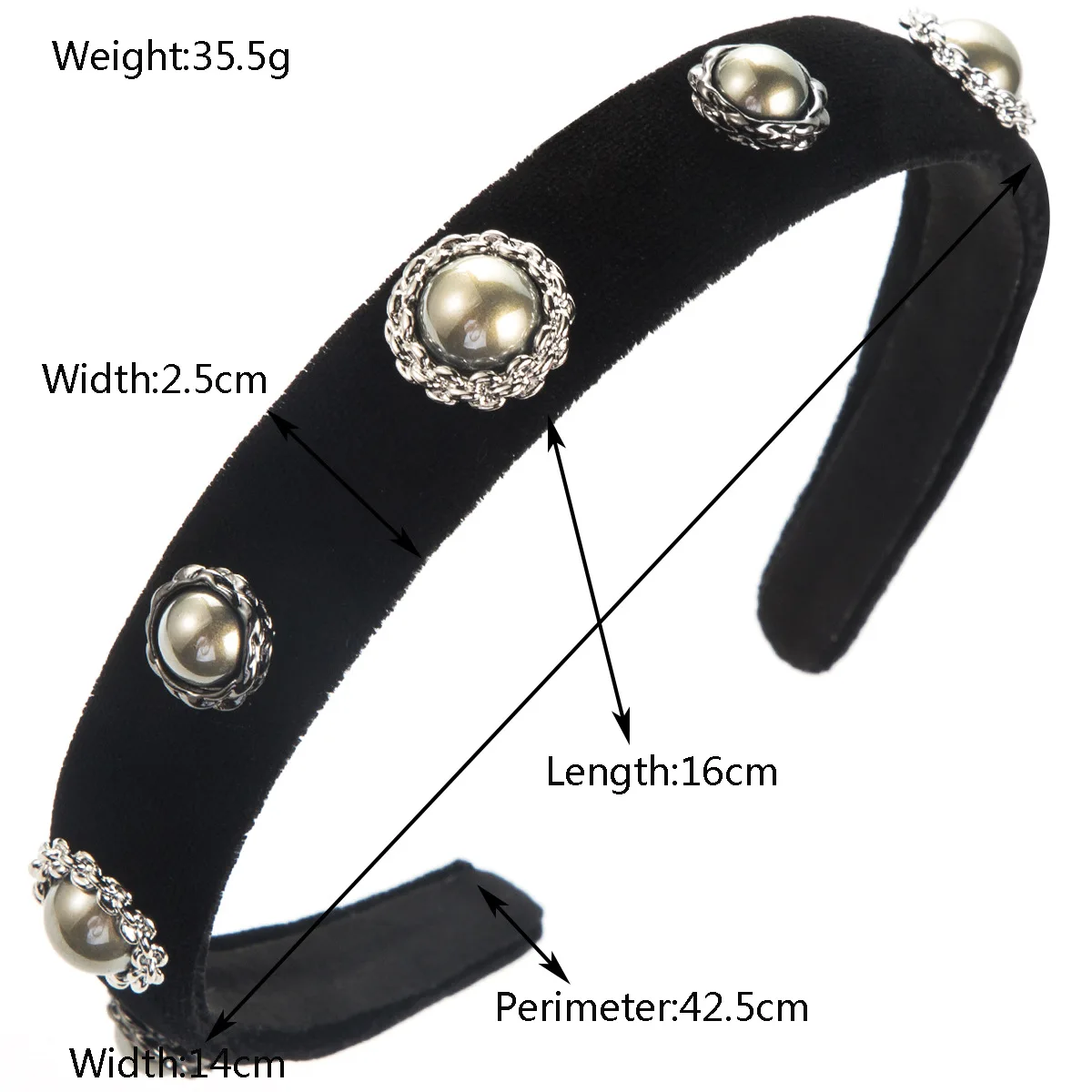 South Korea's new black velvet headband retro small fragrant wind rhinestone pearl headband femininity versatile sweet cool hair