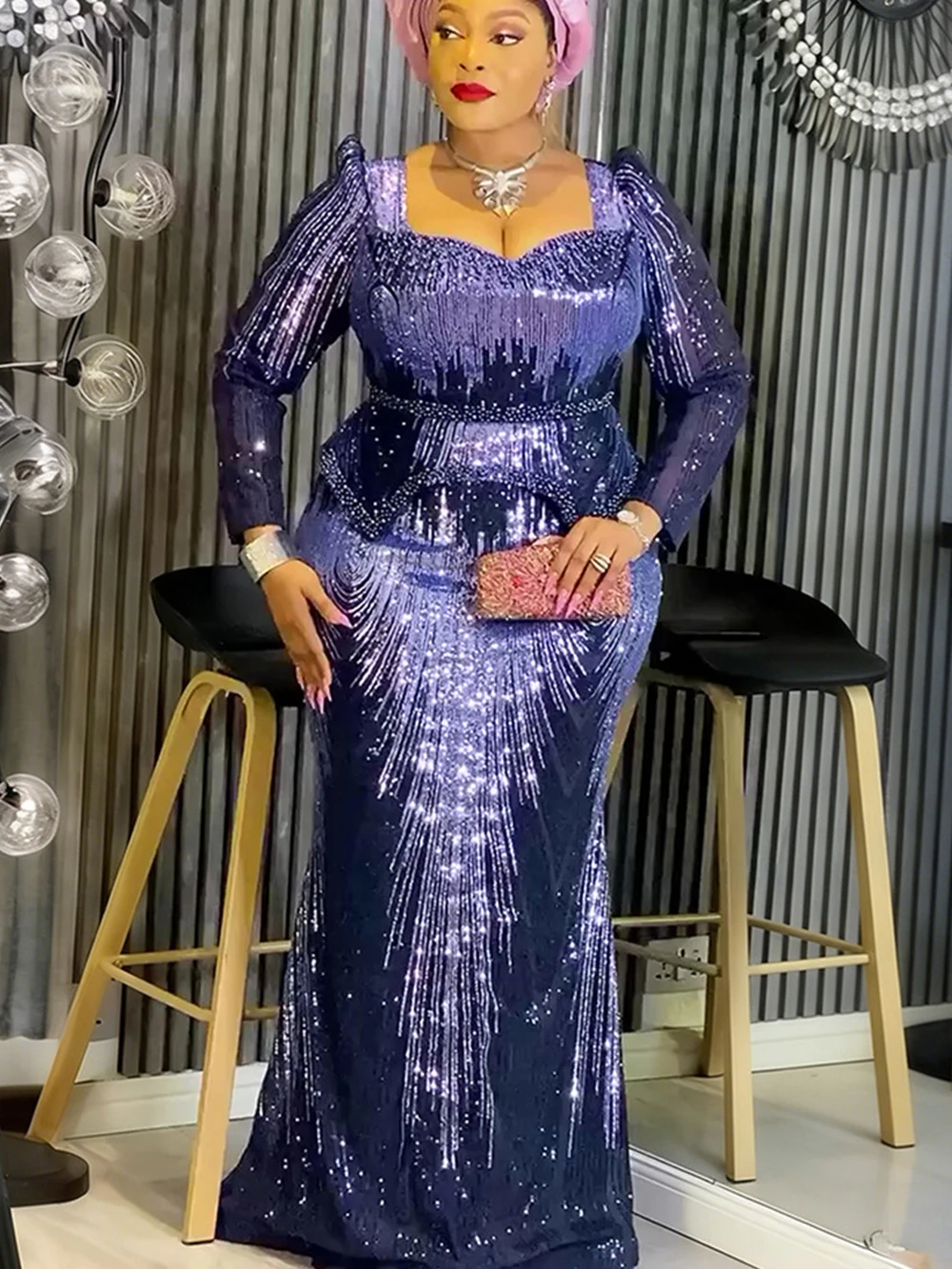 

Африканские платья для женщин, роскошные халаты русалки с блестками, Анкара Дашики, наряды для свадебной вечеринки, выпускного вечера, вечернее платье, платья на день рождения