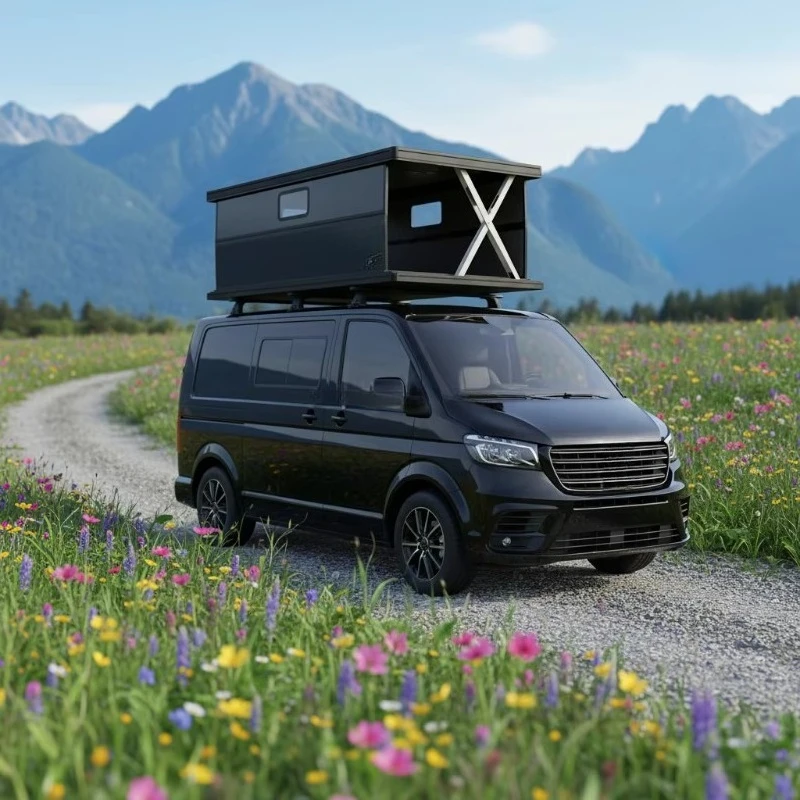 P Show Carbon Fiber Electric Pop up Hard Shell Rooftop Camper for Pickup Truck Van RV Four Season