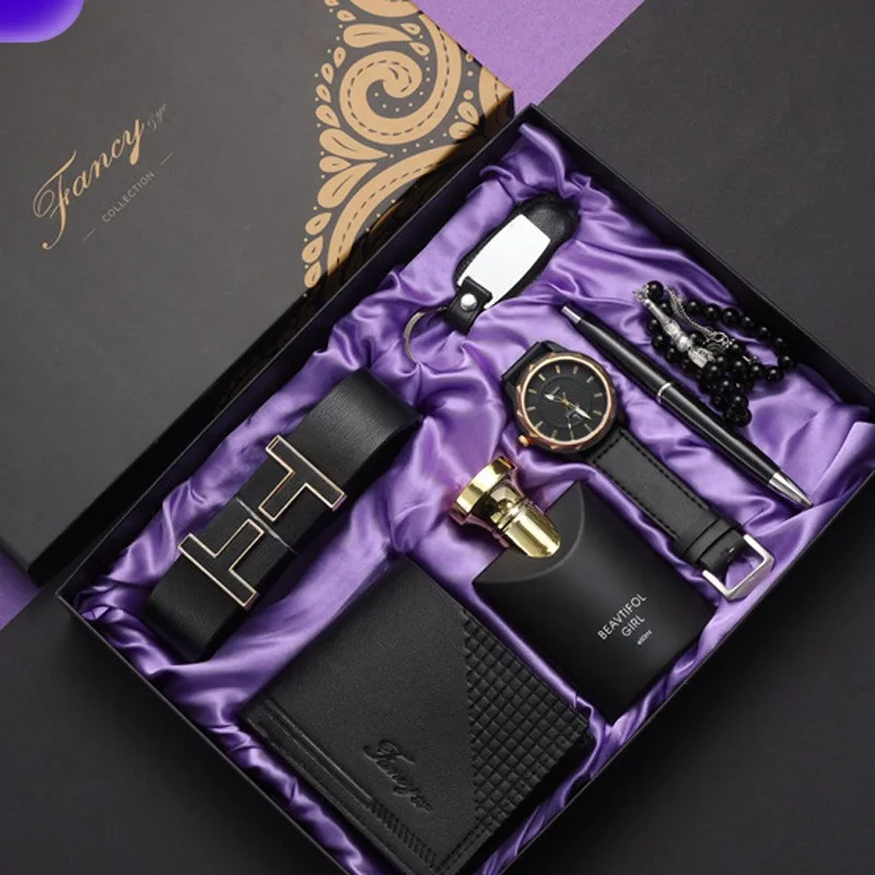 Business Gift set Men\'s wallet Watch belt Perfume Christmas Hand gift Valentine\'s Day gift set