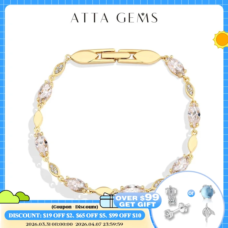 

ATTAGEMS Marquise Round Cut Moissanite Tennis Bracelets D VVS1 Real S925 Silver for Women Man Passed Diamond Tester Jewelry Gift