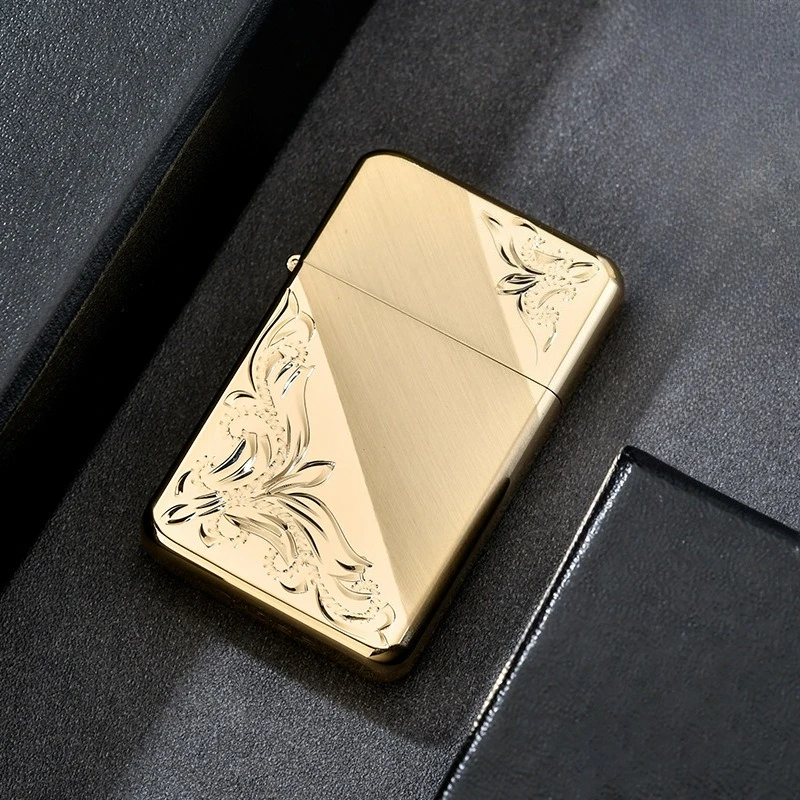 Chief Ultra-thin Kerosenes Lighter Pure Copper Retro Creative Hand-carved Classic Durable Personalized High-end Gift Lighters