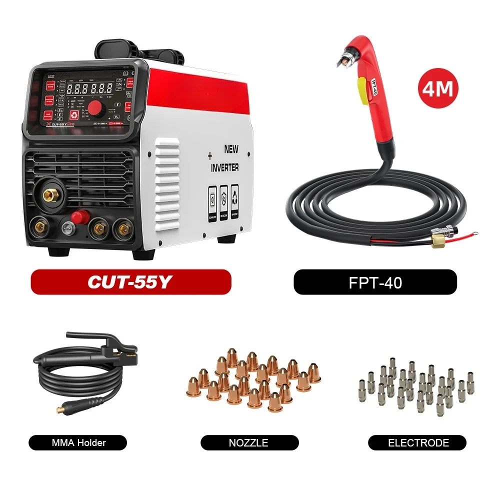 220V CUT-55Y Plasma Cutting Machine Built in Air Pump HF/Non-HF Inverter Plasma Cutter LED Screen Metal Cutting