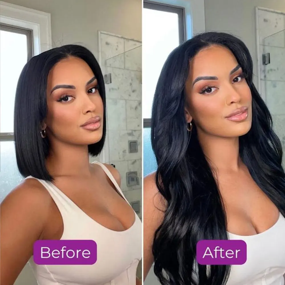 Megeen-滑らかなヘアエクステンション,天然の人間の髪の毛,黒,120g,フルヘッド,シームレス,1bにクリップ,8個