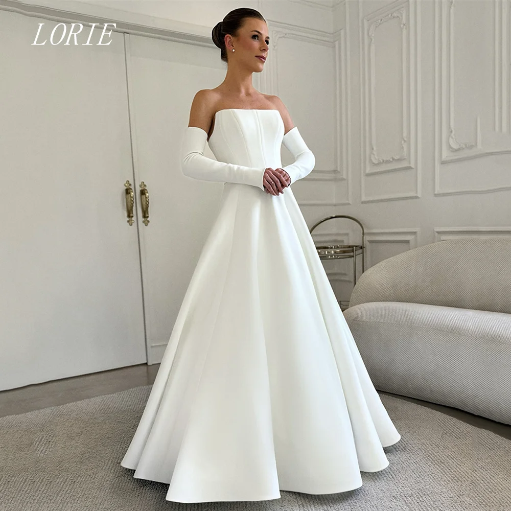 

LORIE Luxury A Line Wedding Dress Simple Strapless Bridal Dresses Elegant Disposition Wedding Gown Customized 2026
