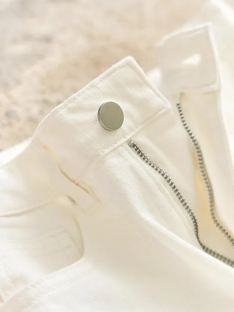 

Slimming Straight Leg Jeans Women's High Waist Jeans White Waed Denim Pants Spring Faion Body Concealing ex