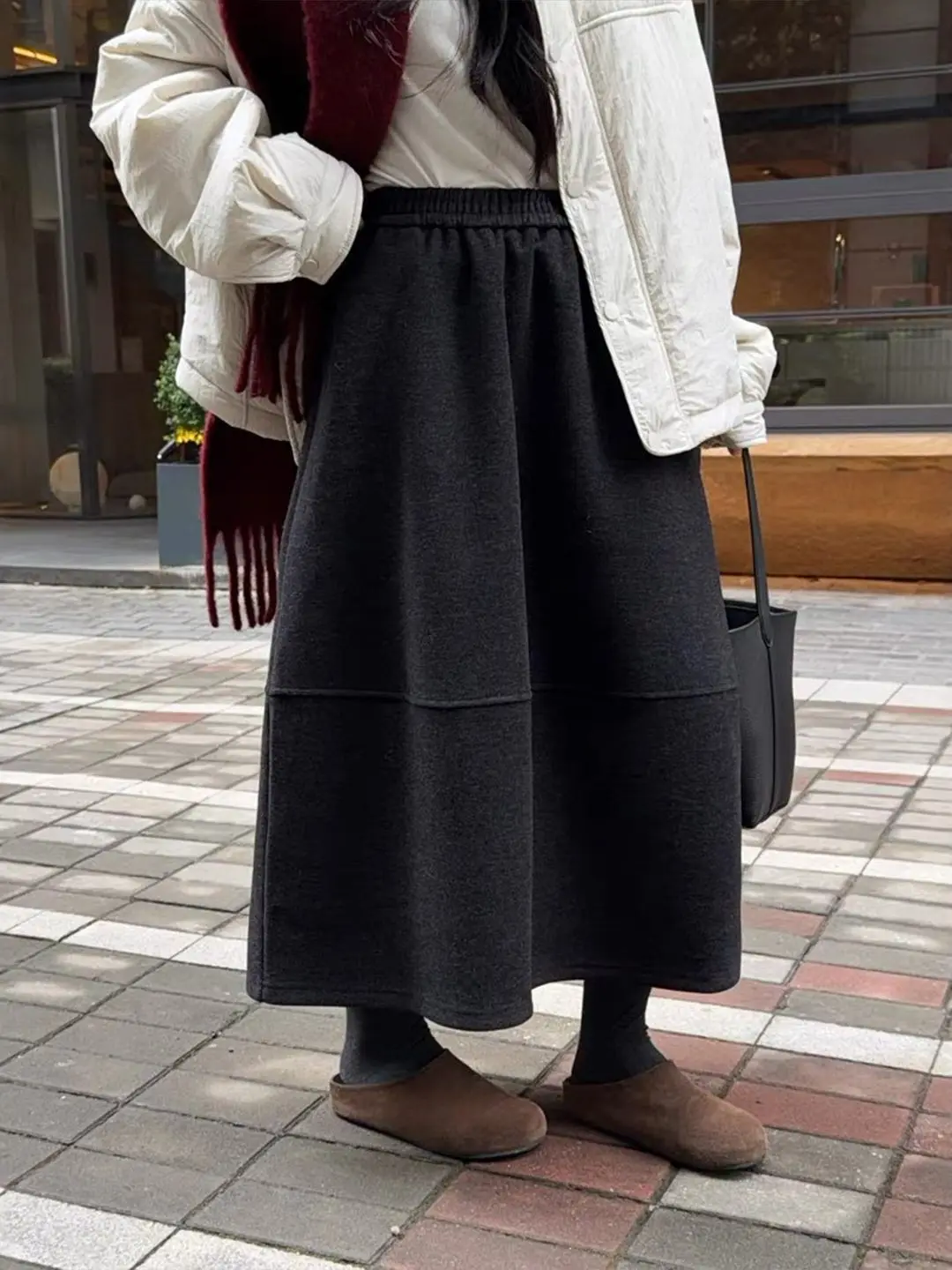 

Ele Full Skirt Women's Spring 2026 Large Size Loose Artistic Bloom f-length Skirt Versatile Casual Mid-length Pure Color