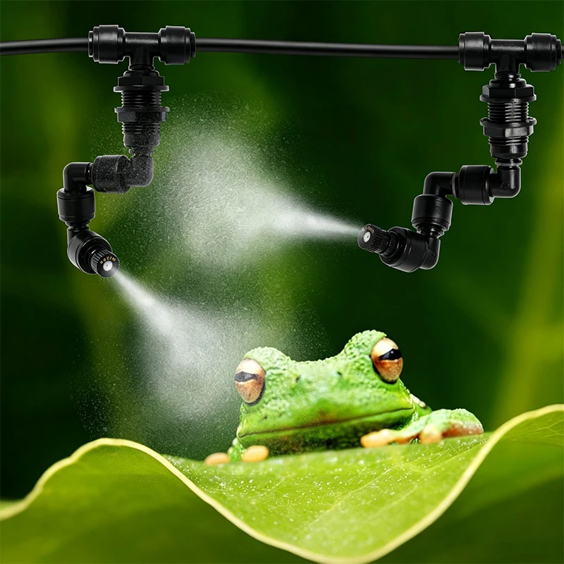 1PC Reptiles 360 Degree Rotating Fogger Mist Sprinkler Adjustable Greenhouse Reptile Terrarium Nozzle Nebulizer Cooling System