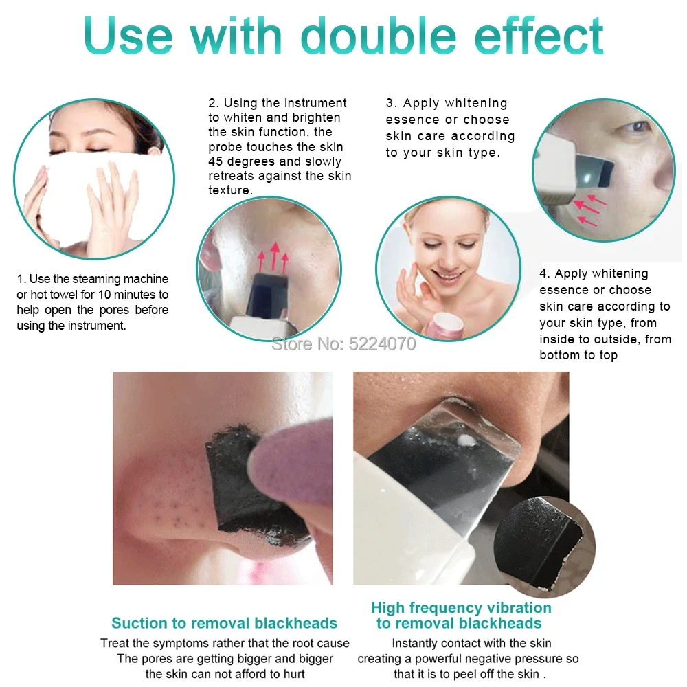 تدليك الوجه بالتنظيف العميق بالموجات فوق الصوتية ، منظف البشرة ، منظف الوجه ، تقشير ، إزالة الأوساخ ، بقع الرؤوس السوداء ، جهاز الصالون