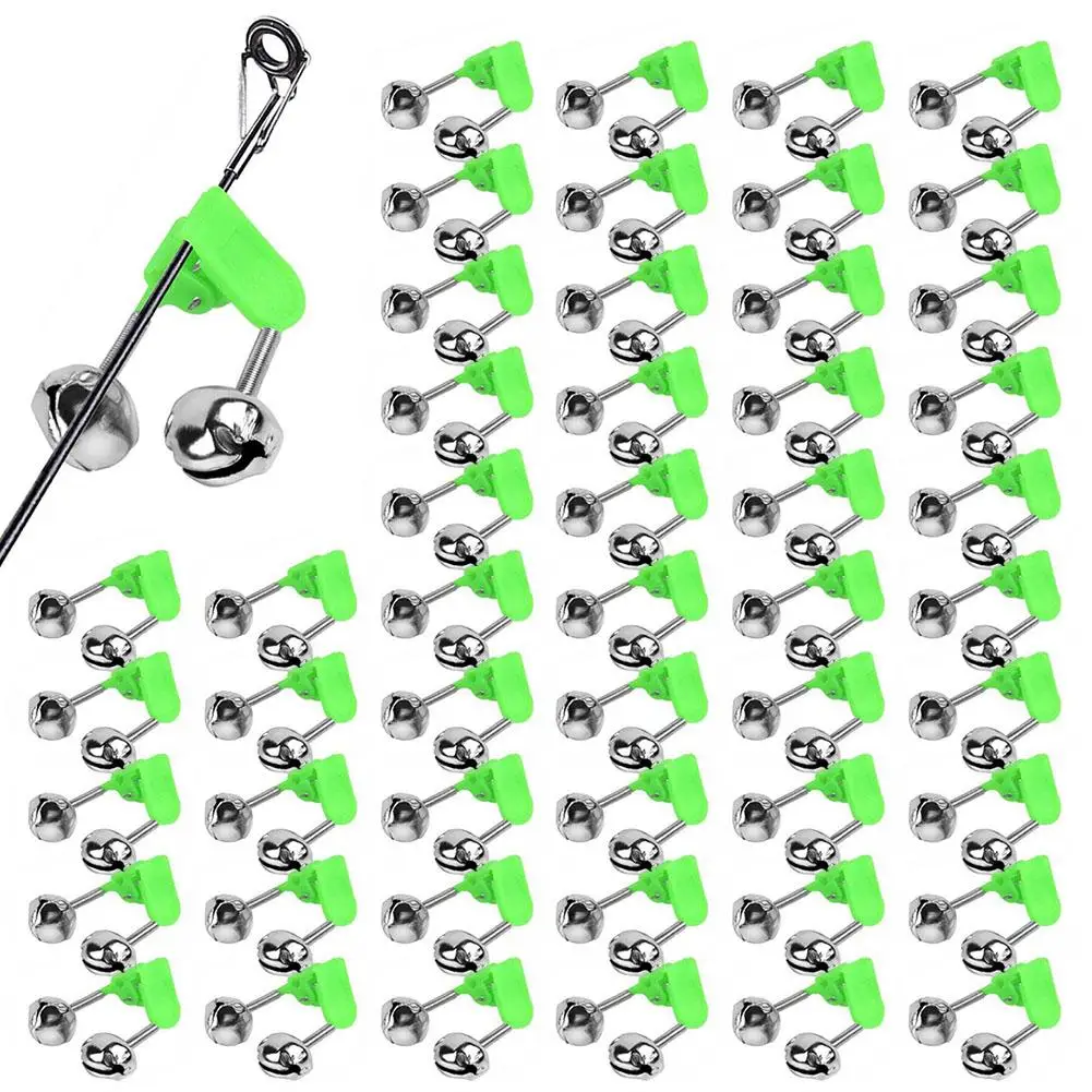 

50pcs Fishing Rod Alarm Bells Fishing Bells Clips With Dual Alert Bells Fishing Gear Accessories