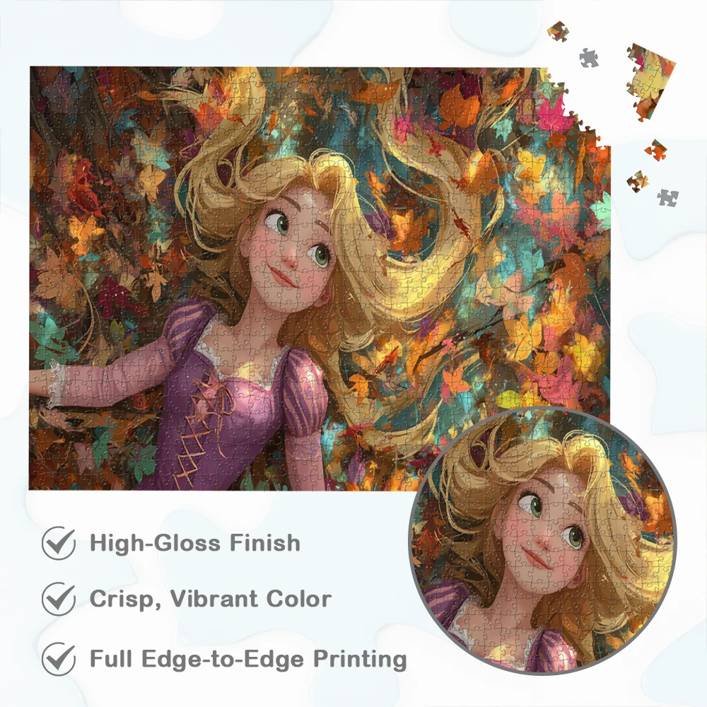 Rapunzel Autumn Breeze Unique Design Puzzle Vibrant Colors Forest Fallen Leaves Jigsaw Puzzles DIY Family Game Educational Toys