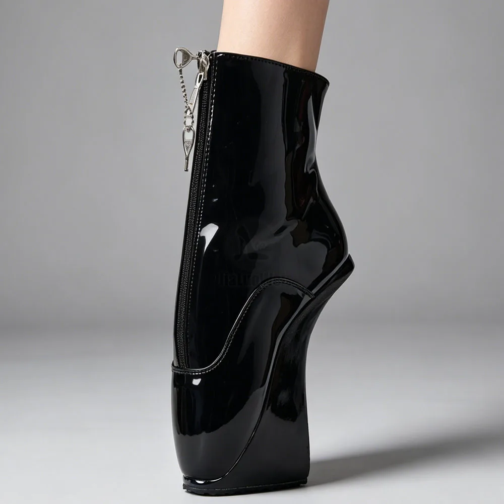JIALUOWEI Super sexy extreme lockable zipper ballet wedge boots Size 36-46