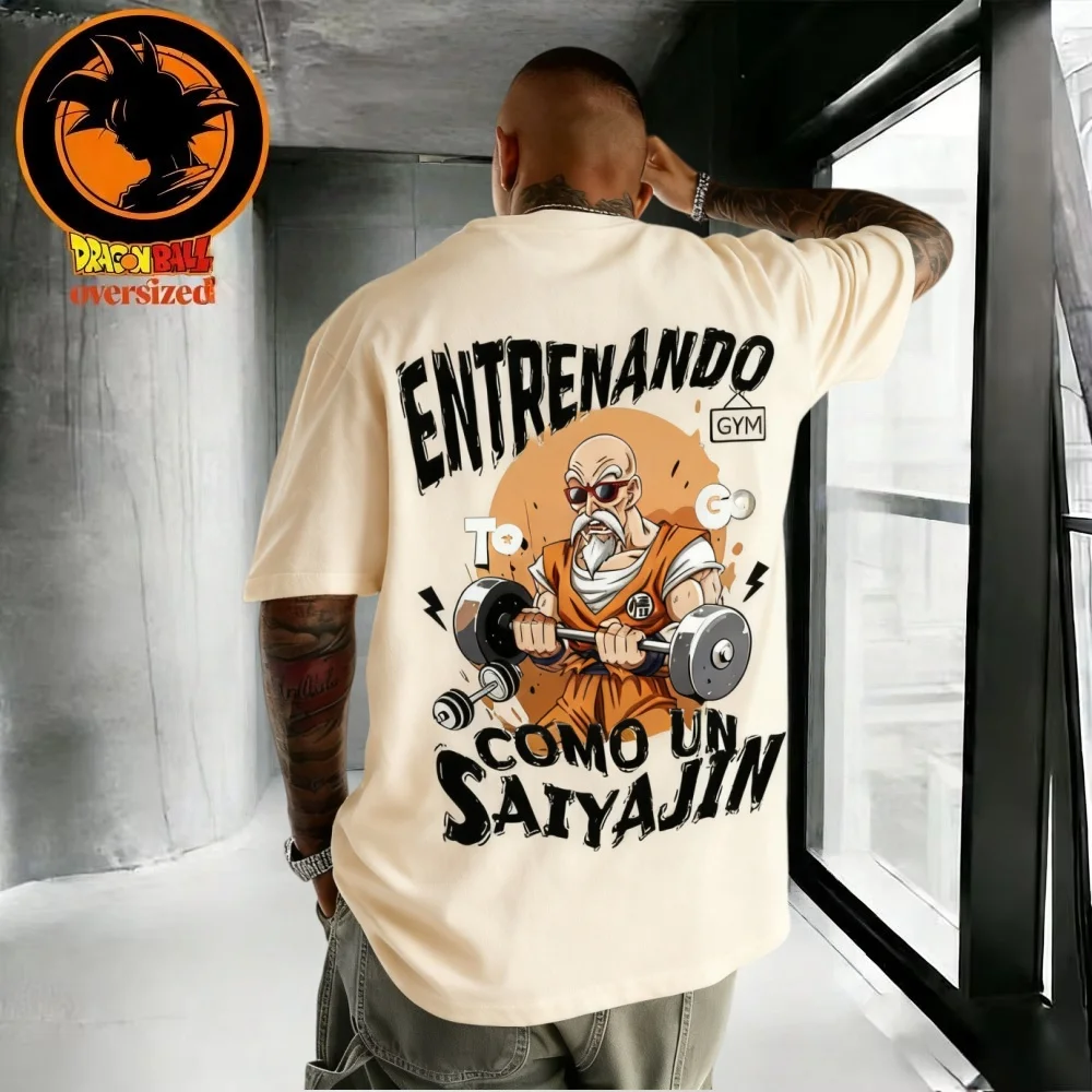2026 Summer Dragon Ball Retro High Quality Cotton Men's Oversized T-shirt Master Roshi Printed Unisex Children's Casual Shirt