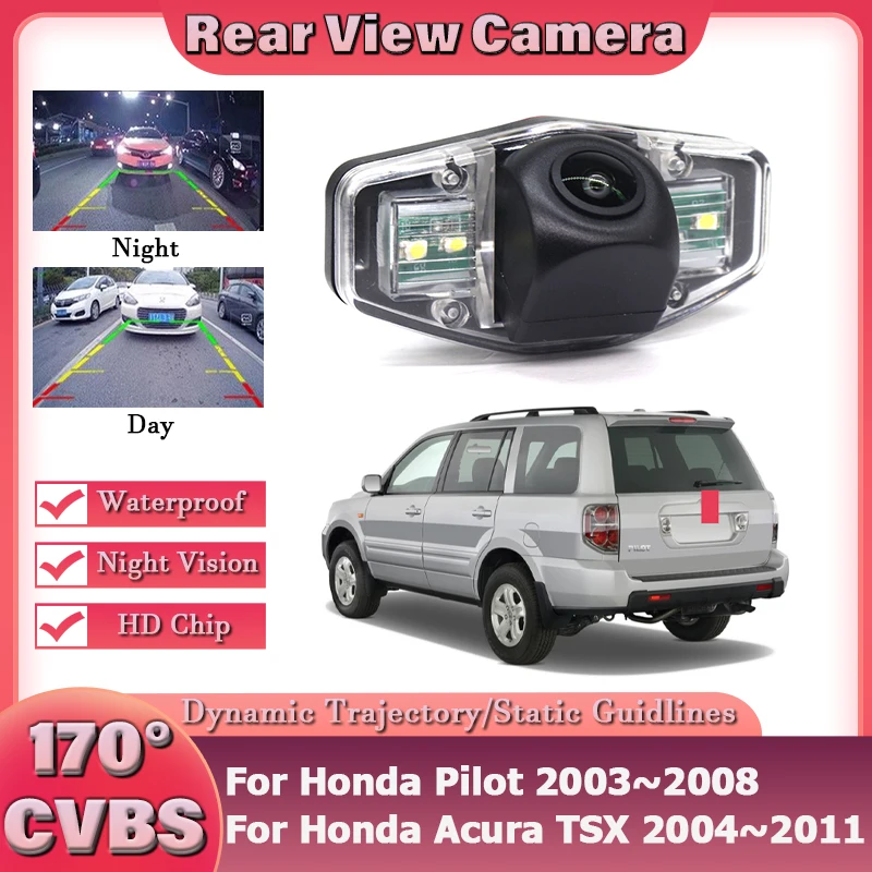 

1080P 170° Fisheye 12V Dynamic Trajectory Car Rear View Wireless Camera For Honda Pilot Accord Civic EK FD Odyssey Acura TSX