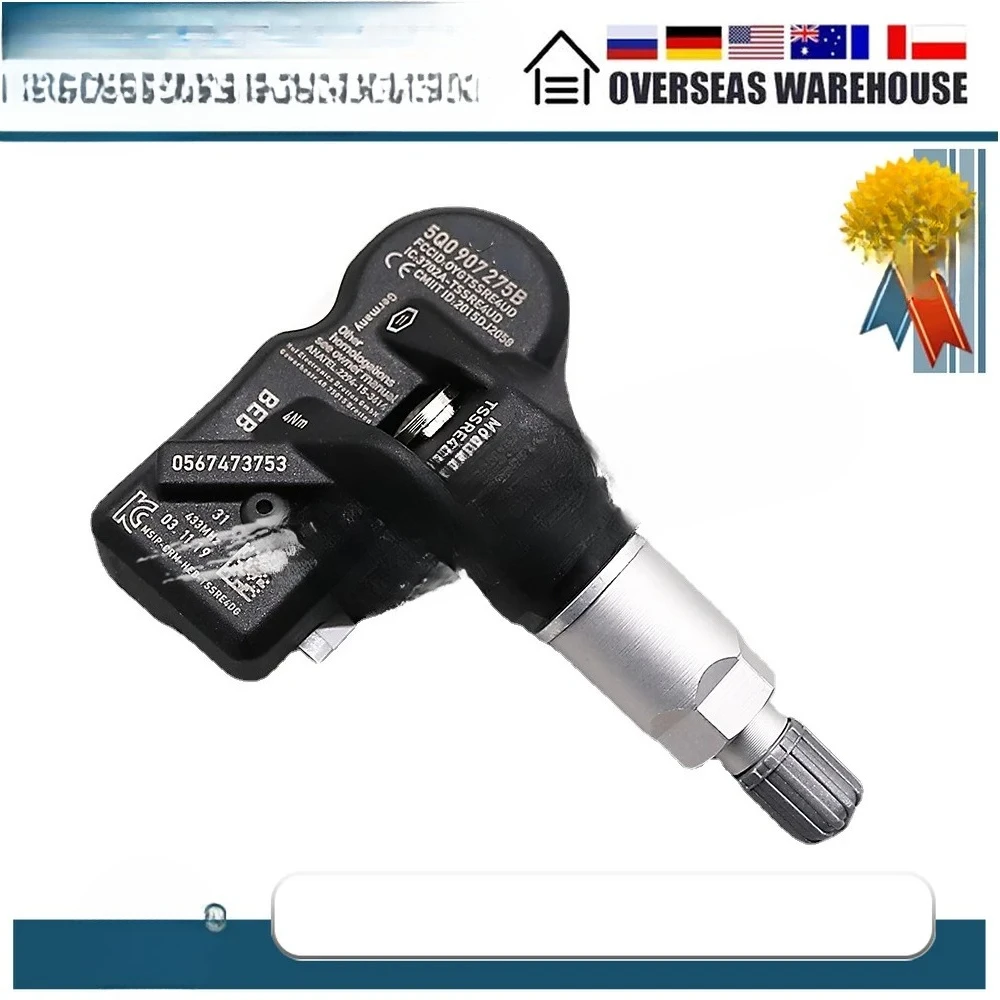 4PCS เซ็นเซอร์ความดันยางระบบตรวจสอบ TPMS 5Q0907275B สำหรับออดี้ อาร์เอส 3 เบนท์ลีย์ เบนเทย์กา ปอร์เช่ โฟล์คสวาเก้น บีทเทิล กอล์ฟ อีออส