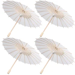 4pcs White Paper Parasol Umbrella Chinese Japanese Paper Umbrella Wedding Decoration (Diameter 30cm, Randoim Umbrella Handle