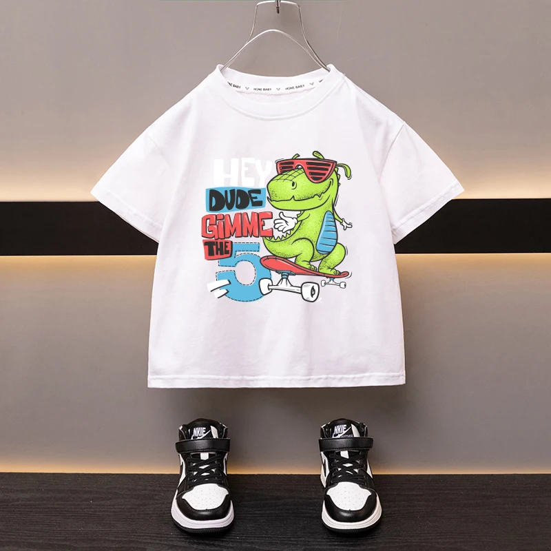 New Boys Girls T-shirt Children's Cotton Cartoon T-shirt Children's Breathable Sweat Wicking Sports Shirt Trendy Graphic Tees