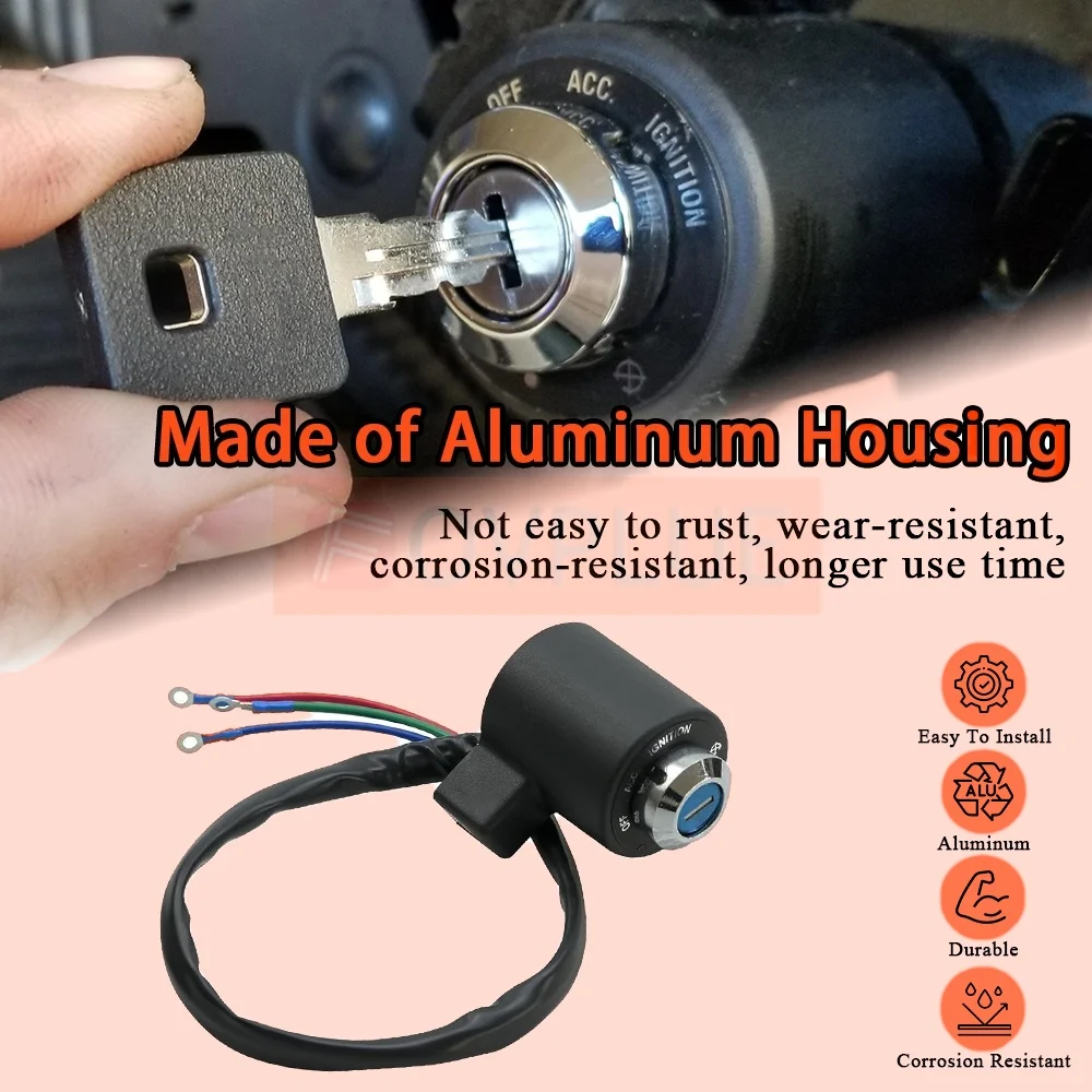 Motorcycle 3 Wires Ignition Control device Switch Lock with 2 Resistant Keys Set For Harley Sportster XL Iron 883 1200 1995-2003