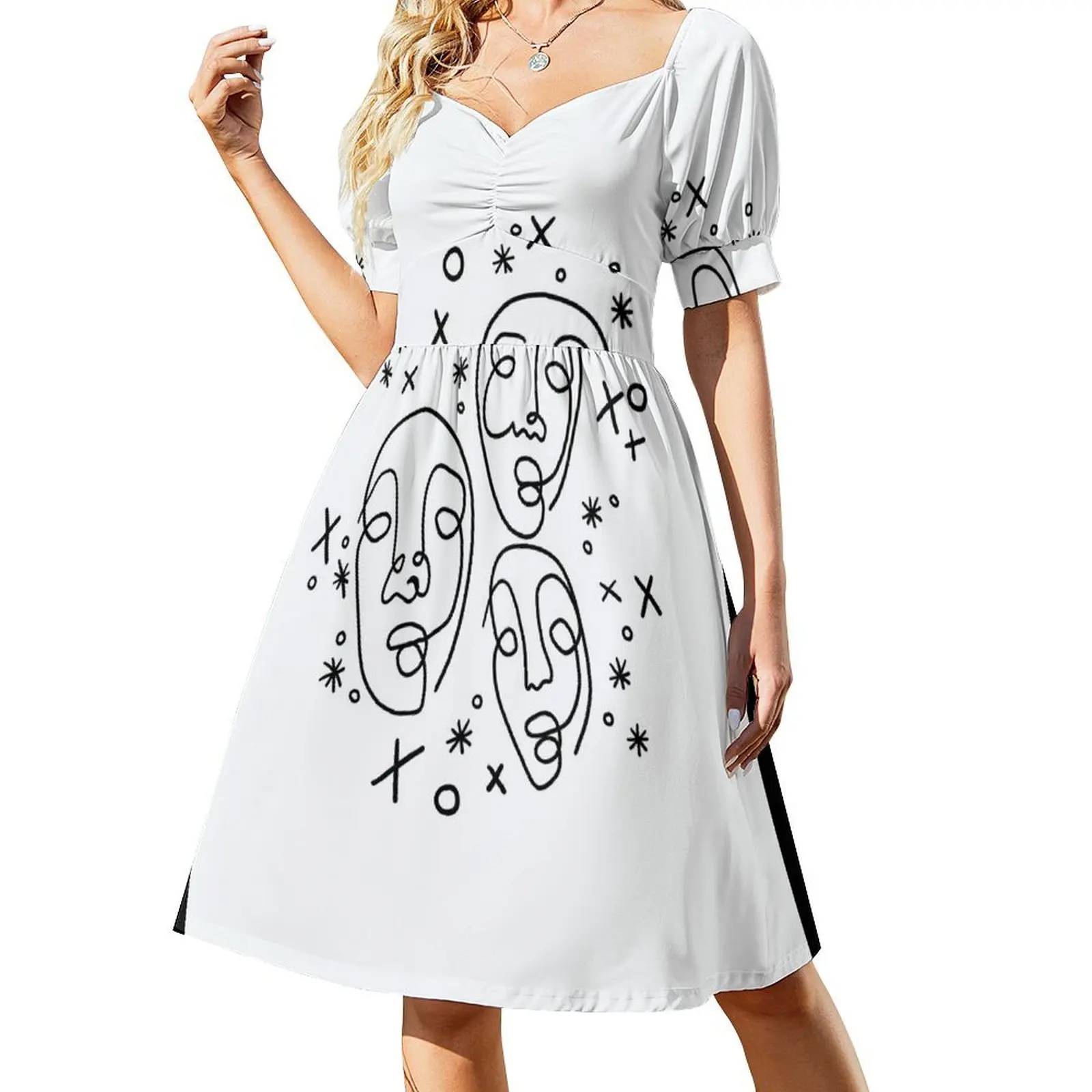 

XO Abstract Faces Short-Sleeved Dress elegant party dresses for women 2025 summer woman dress 2025