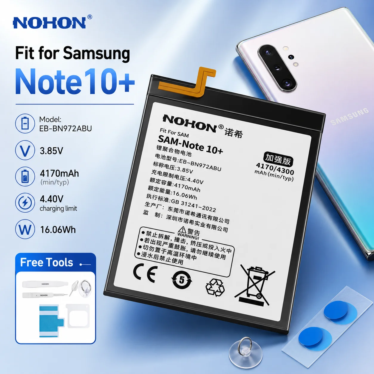 Compatible Replacement Battery for Samsung Galaxy Note10+ Note20 Note9 Note8 S21 Ultra S20 FE S10 Lite S10e S9 S8 S21+ S20+