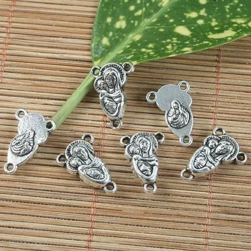 10pcs antiqued silver color mother and child  Religious connector findings G1296