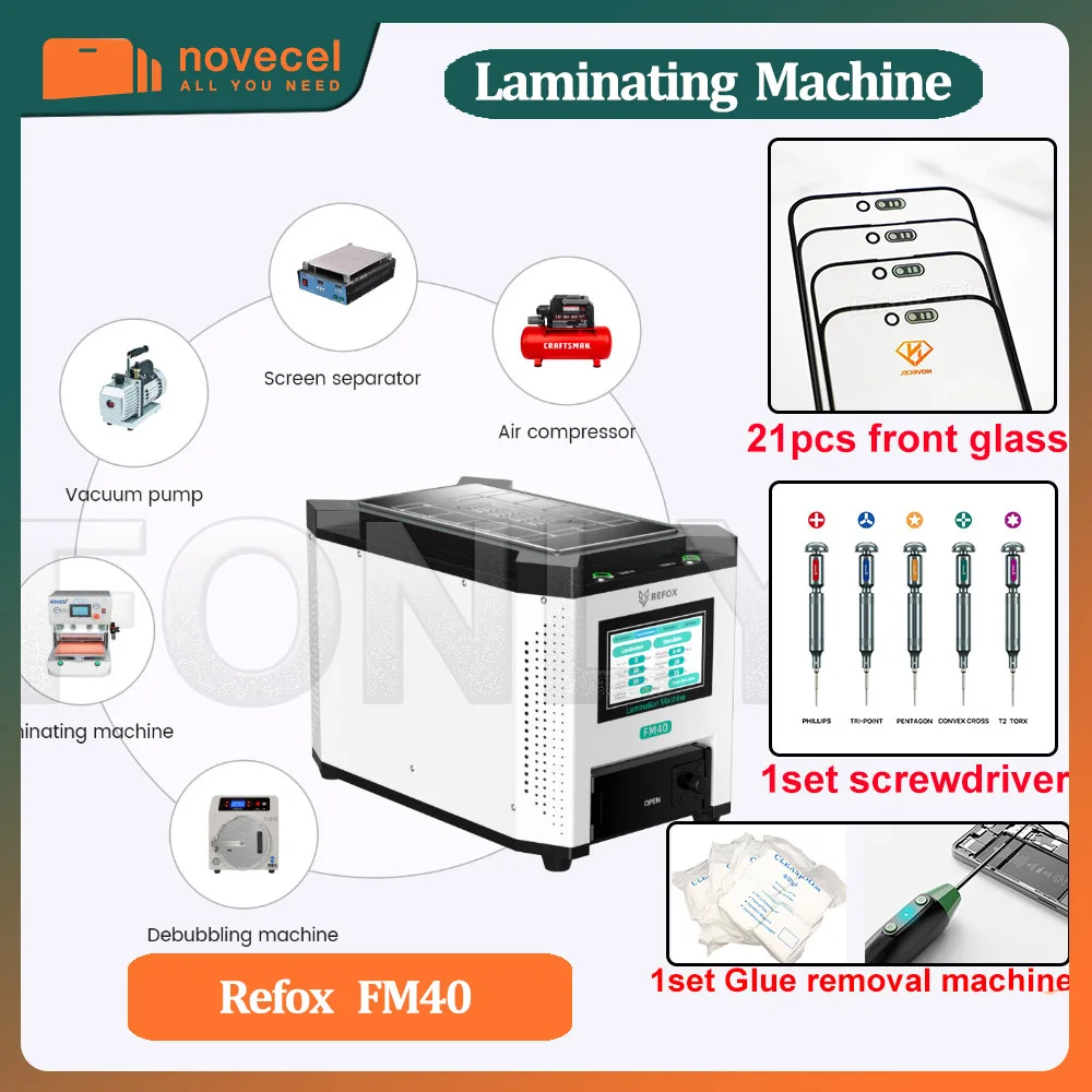 

REFOX FM40 5в1 Настольный ламинатор для телефона, планшета, восстановление изогнутого/плоского экрана, не требуется воздушный компрессор, вакуумный насос, инструмент