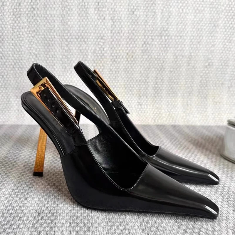 Sexy High Heels Women Sandals Pointed Toe Shallow Fashion Shoes New Designer Slingback Slides 2024 Autumn Elegant Femme Zapatos