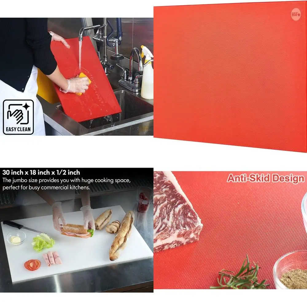 

Красная пластиковая разделочная доска 30x18 0,5 с противоскользящей поверхностью и возможностью мытья в посудомоечной машине для использования на кухне