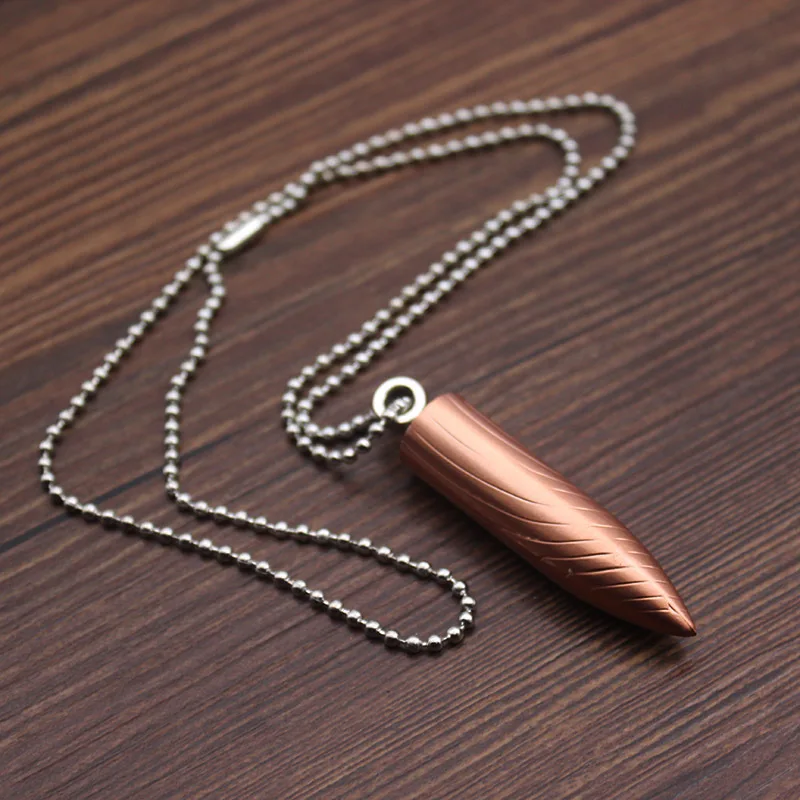 Metal Mini Bullet Lighter Necklace Lighter Flame Kerosene Oil Lighter Chain Pendant Cigarette Fire Metal Gasoline Cigar Lighter