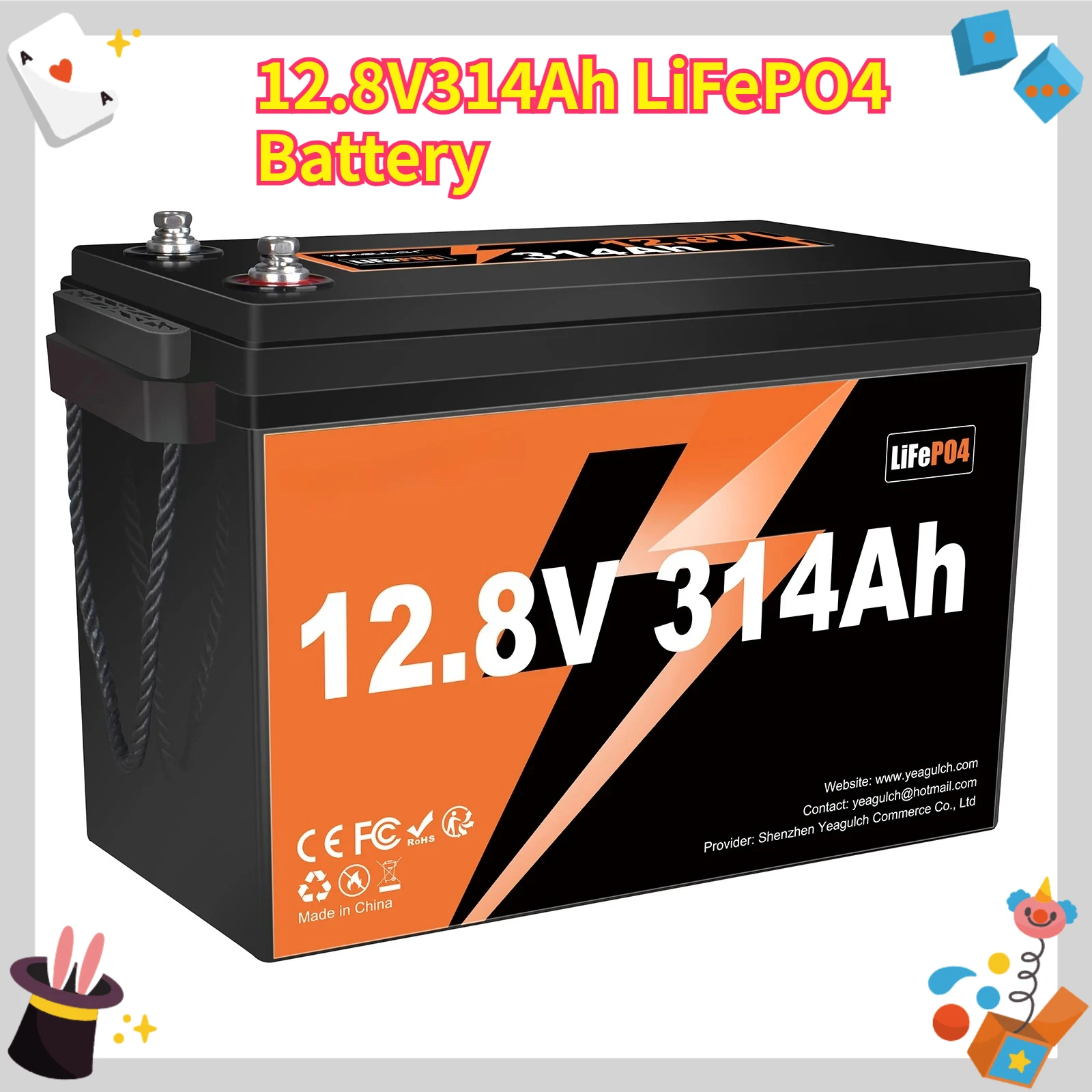 Batterie LiFePO4 12V 314Ah 4019Wh avec BMS 200A, batterie lithium à cycle profond pour camping-car, moteur de pêche à la traîne, solaire