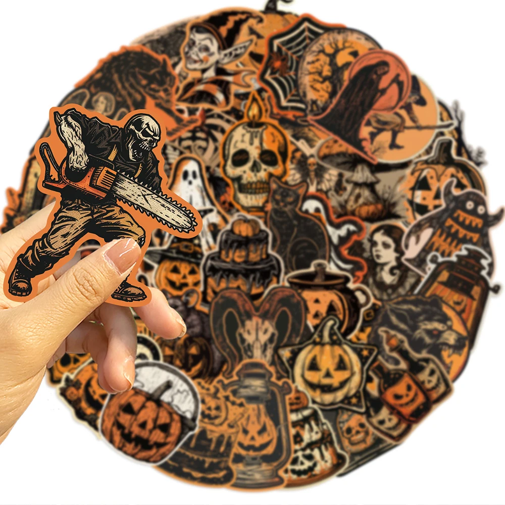 Pegatina Retro de Halloween para fiesta, calcomanía impermeable con grafiti de terror, casco, monopatín, álbum de recortes, motocicleta, 10/30/50 piezas