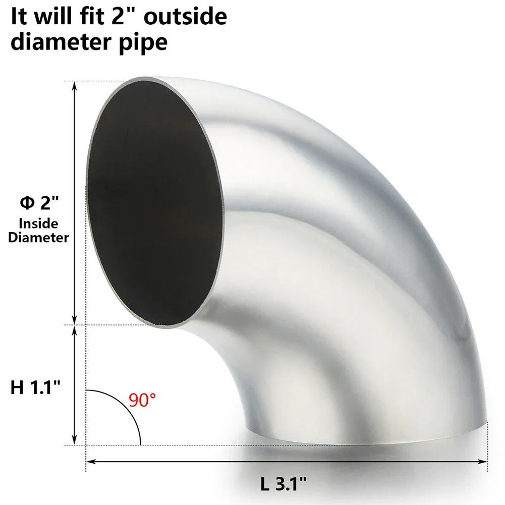 2/2.5/3 Inch Sanitary Butt Weld 90 Degree Elbow Bend Pipe 304 Stainless Steel Car Exhaust Pipe Muffler Welded Pipe