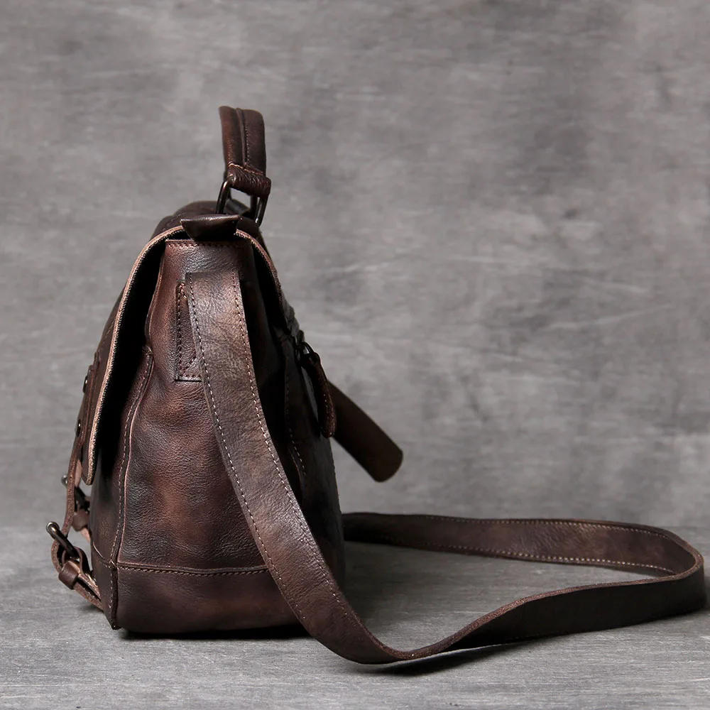S.WORKER Vintage Echtes Leder männer Messenger Tasche Schulter Tasche Rindsleder Retro Casual Stil Umhängetaschen – Detail 9