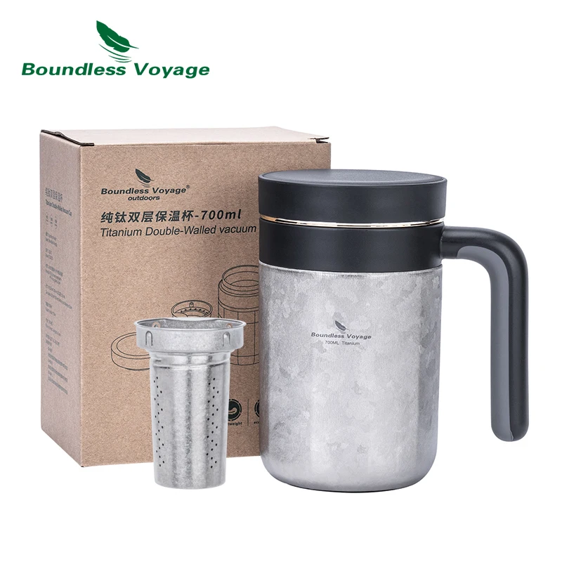

Boundless Voyage Titanium Crystal Double Layer Vacuum Flasks Cup with Filter Handle Office Stewing Teacup Insulation and Cooling