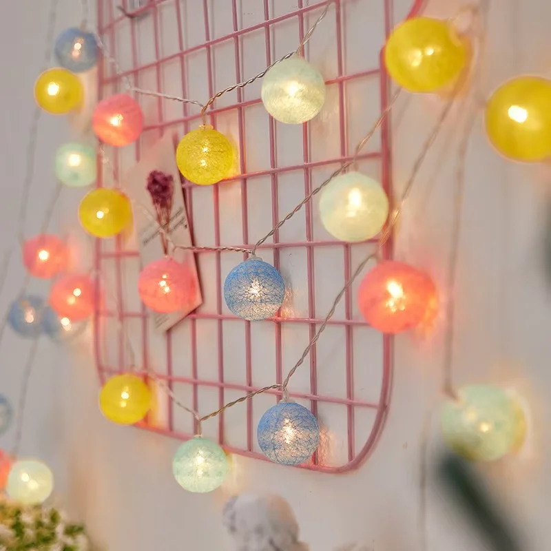Cotton Ball String Fairy Night Lights LED Bulb Bedroom Christmas Halloween Outdoor Holiday Party Baby Bed Lights Decoration image 2