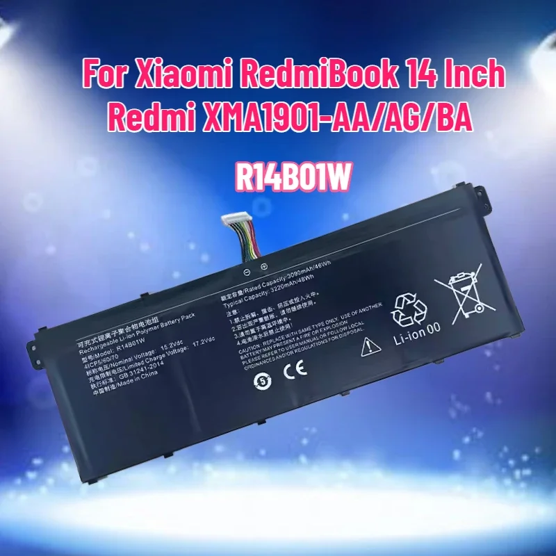 SWZY  15.2V 3220mAh R14B01W Laptop Battery for Xiaomi RedmiBook 14 Inch Redmi XMA1901-AA/AG/BA Computer Battery