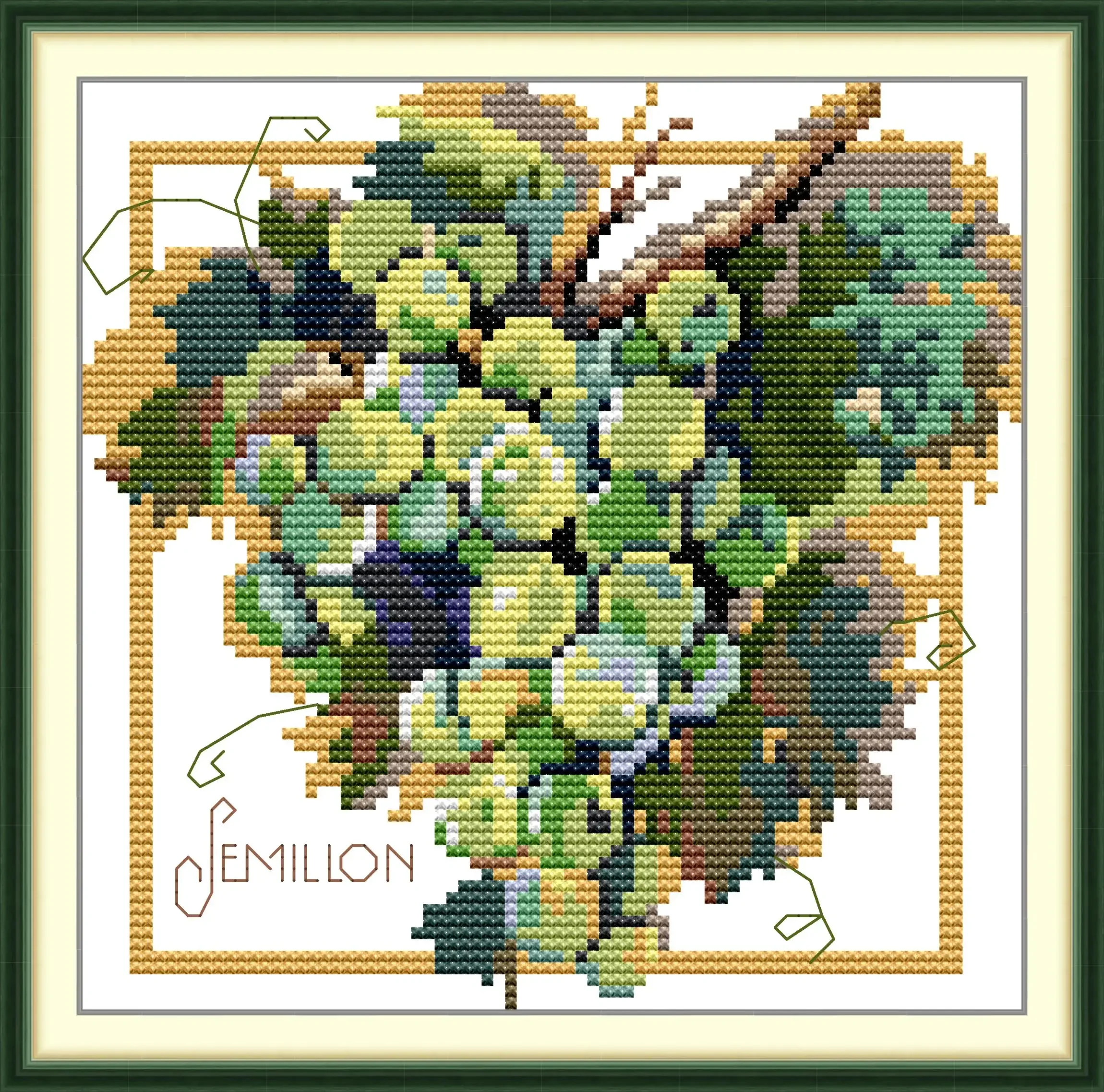 

Soulgift Stamped Pre-Printed Cross Stitch Kits, 9CT/11CT/14CT/16CT Fabric With DMC Threads, Easy To Follow - Bunch Of Grapes 6