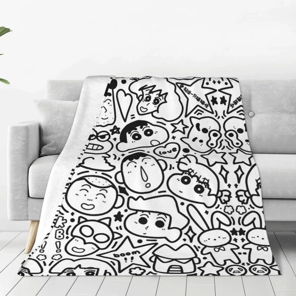 Crayon Shin-chan Kawaii Miniso Blankets Quality Warm Soft Throw Blanket Spring Girls Boys Couch Bed Funny Bedspread