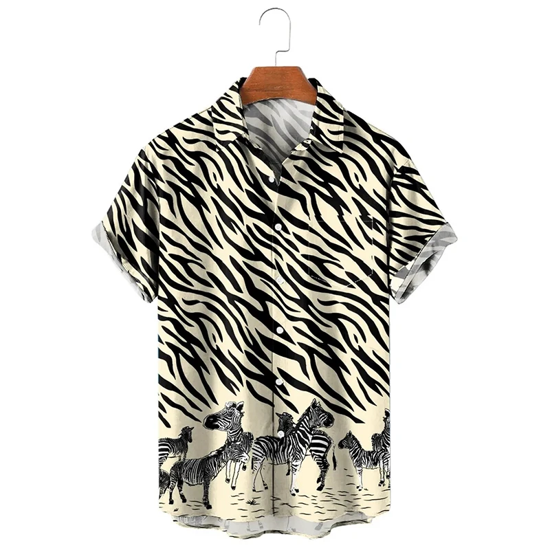 

2024 New Animal Pattern Men's Street Shirts Harajuku Fashion Tiger 3d Print Cool Designs T-shirt Womens Clothes Hawaii Blouse