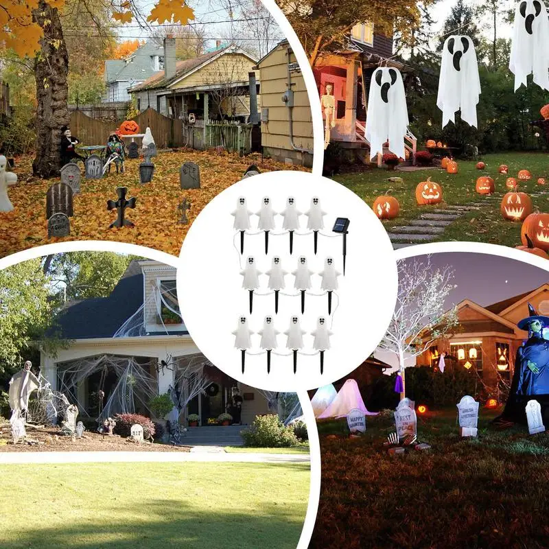 Halloween Path Lights Waterproof Solar Ghost Stake Lights Halloween Solar Stake Lights Halloween Ghost Decorations Outdoor