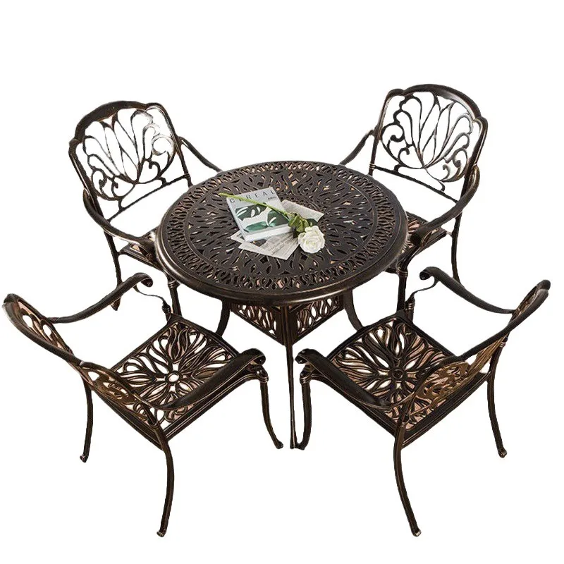 

✗x Outdoor Cast Aluminum Tables and Chairs Round Aluminum Alloy Tables Garden Patio Pool & Leisure Furniture#
