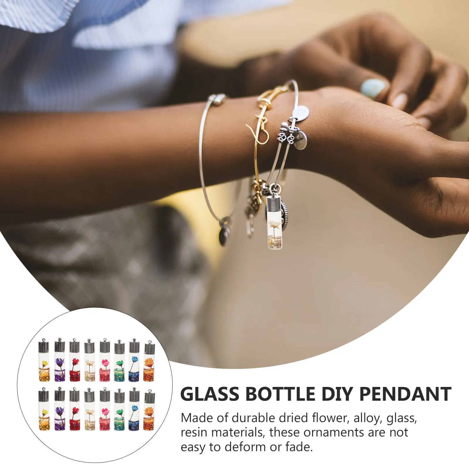 

16Pcs Jewelry DIY Pendant Unique Drift Bottle Resin Charms for Necklace Bracelet Keychain Earring Making Craft