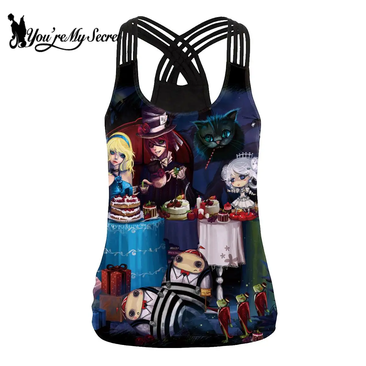 [Je Mijn Secret] Halloween Party Gothic Tank Tops Sexy Slim Sling Shirt Zomer Mode Casual Femeale Mouwloze tops