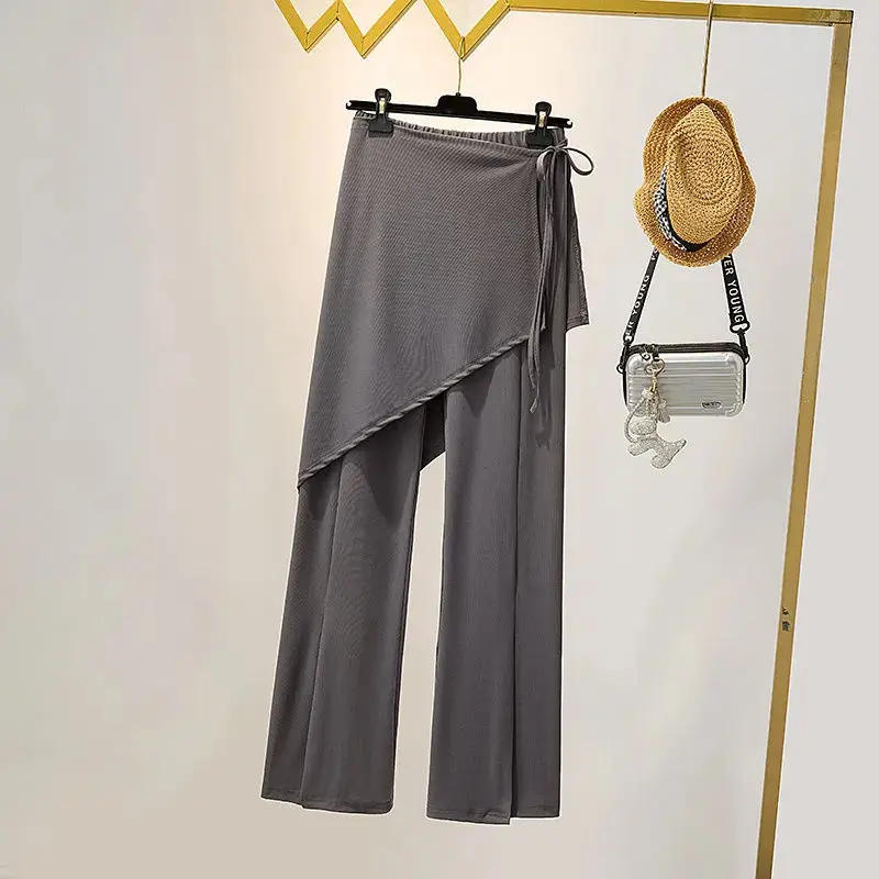 

2024 Spring Autumn New Solid Color Korean Commute Elasticized High-waisted Straight Casual Loose Women's Clothing Bootcut Pants