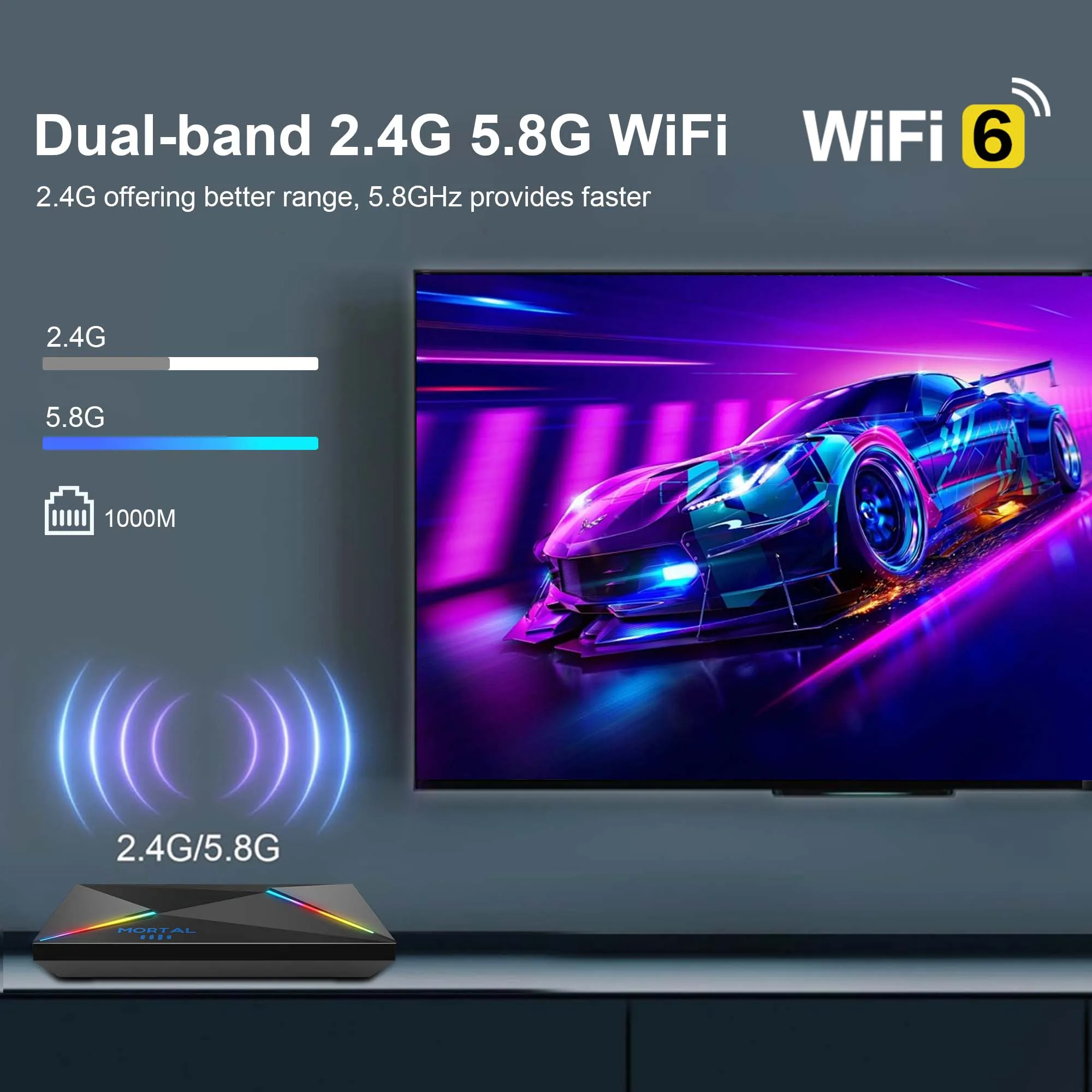 หุ่นยนต์14.0 สมาร์ททีวีกล่อง Youtube Netflix Google Assistant 8K AllwinnerH728 Wifi 6 BT5.0 + กล่องรับสัญญาณหลายภาษา Mortal T9