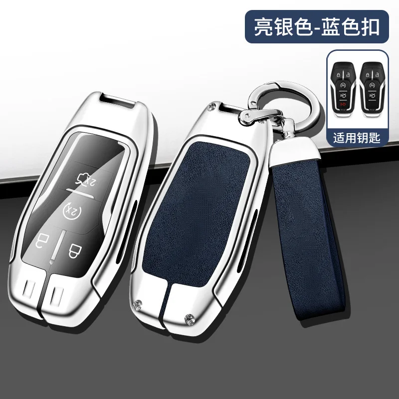 Car Metal Key Case Cover for Ford Fusion Explorer Mustang Edge F-150 Mondeo Shelby Mustang Mach-E GT Smart Remote Key Case