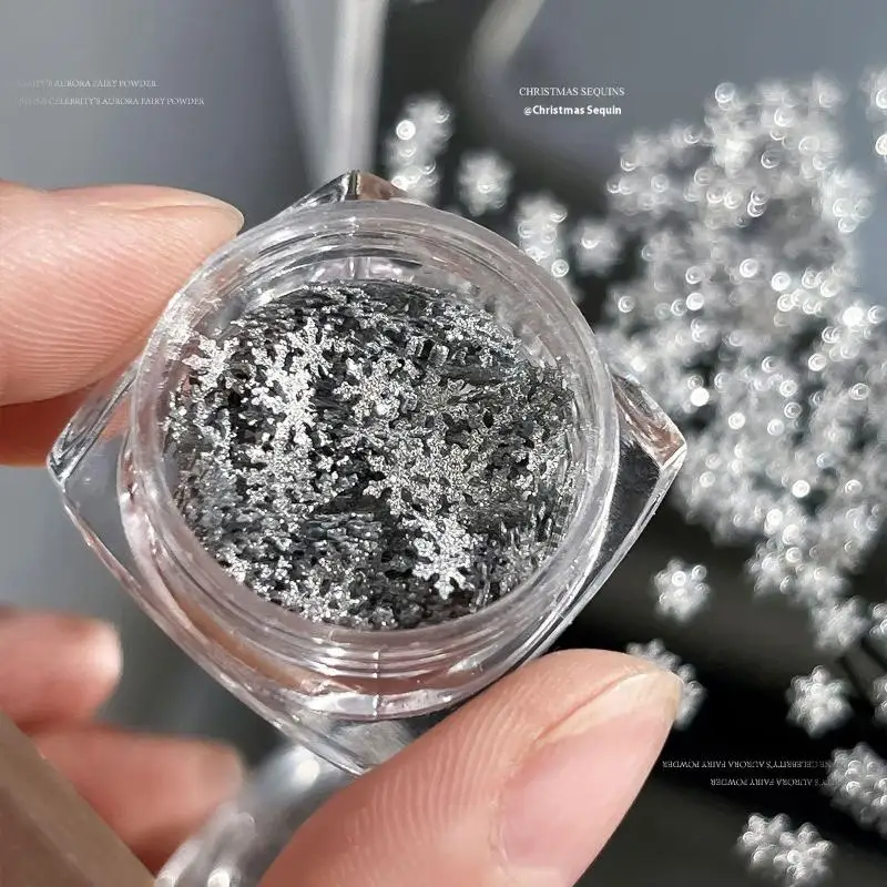 Snowflakes Winter Nail Sequins Sparkling Christmas Flakes Spangles Nail Art Decoration Sticker Tips Nail Charm Manicure